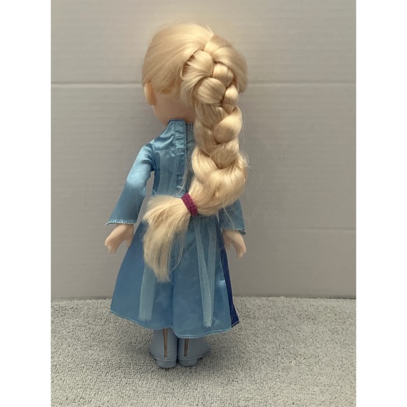 Disney Frozen Elsa Doll 14 Inch Large Poseable Blonde Braid Blue Travel Dress - Picture 2 of 4